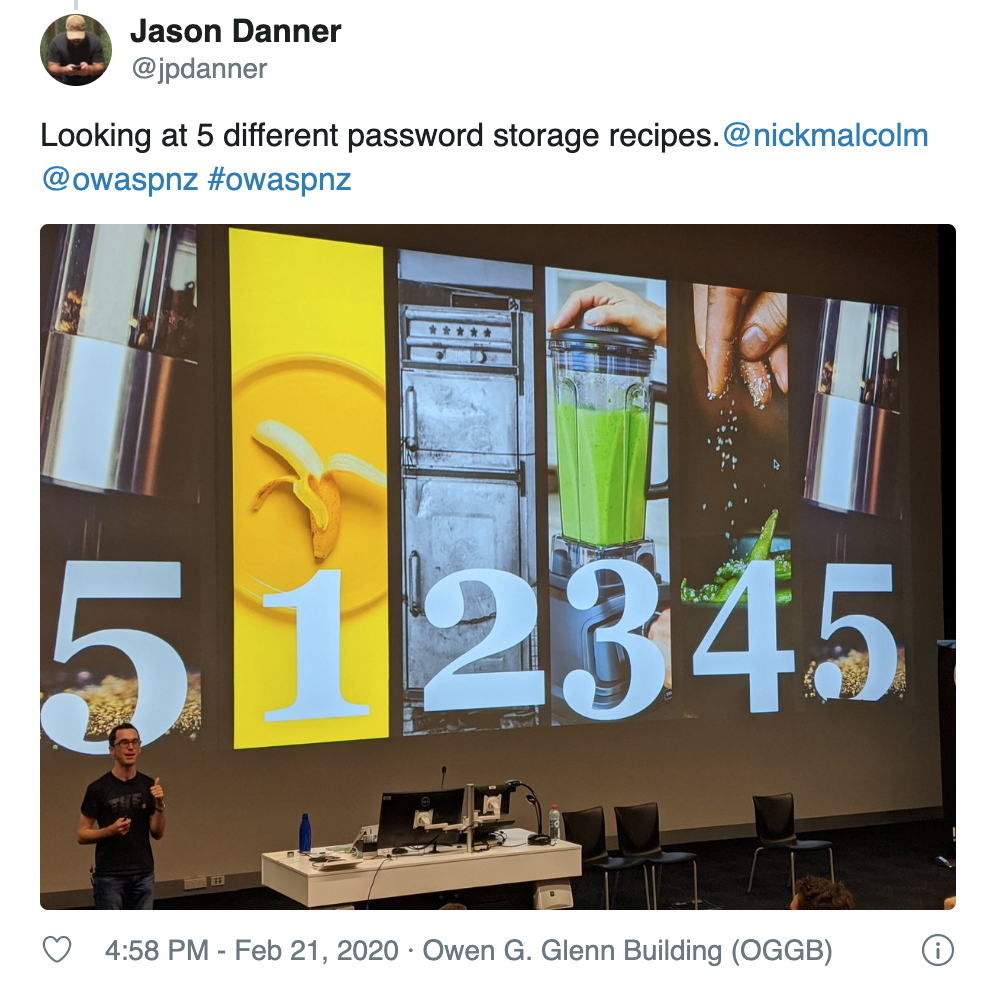 @JPDanner Tweet during Nick's OWASP talk